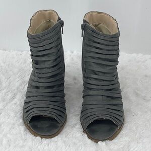 JOLIMALL Women's Gray Strappy Ankle OPEN TOE Boots SIZE 6